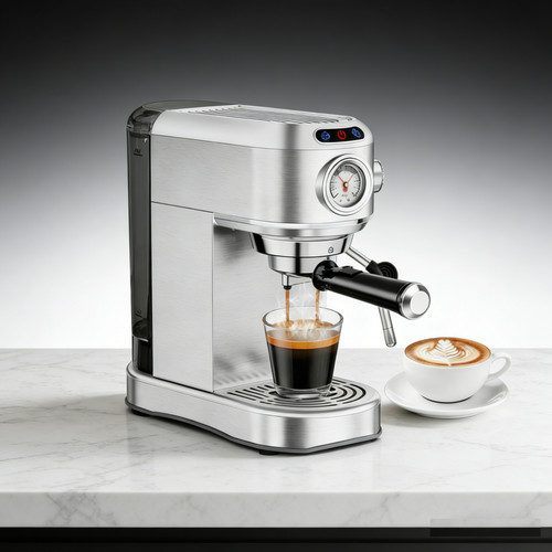 20 Bar Compact Espresso Machine with Milk Frother & 34oz Removable Water Tank