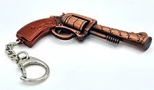 Bronze Revolver Gun Keychain Replica
