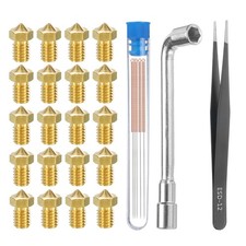 3D Nozzles Kit, 20pcs 3D Printer Brass Nozzles 0.6mm, 5pcs Cleaning Needles