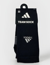 ADIDAS MENS TEAM SOCK COTTON BLEND CREW SOCKS MEDIUM BLACK / SILVER / WHITE