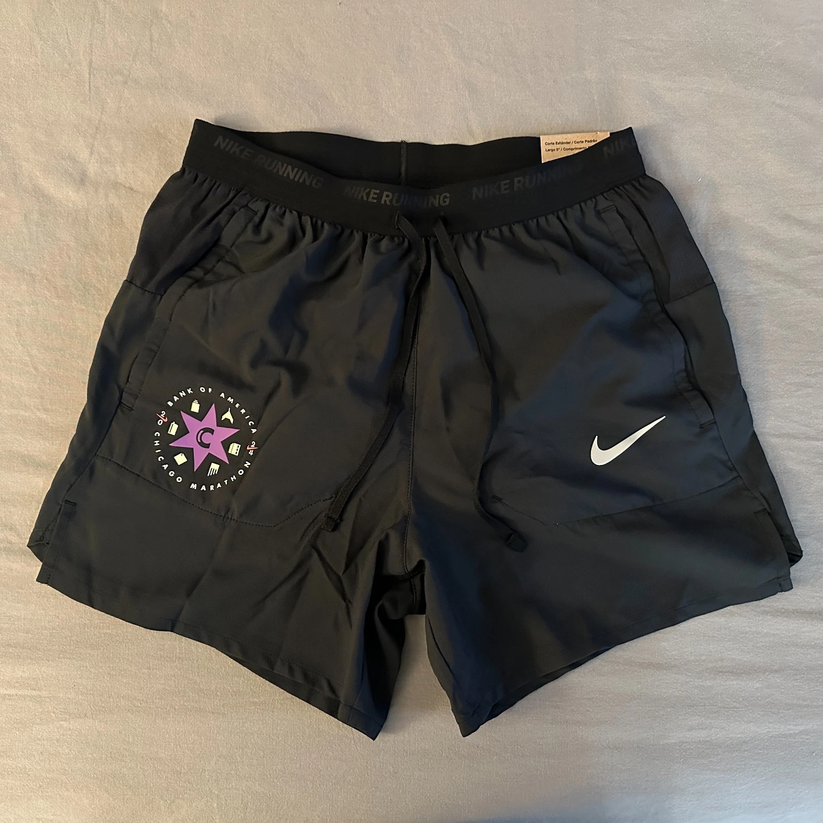 Nike Stride 2024 Chicago Marathon Running Shorts Pockets Black XS