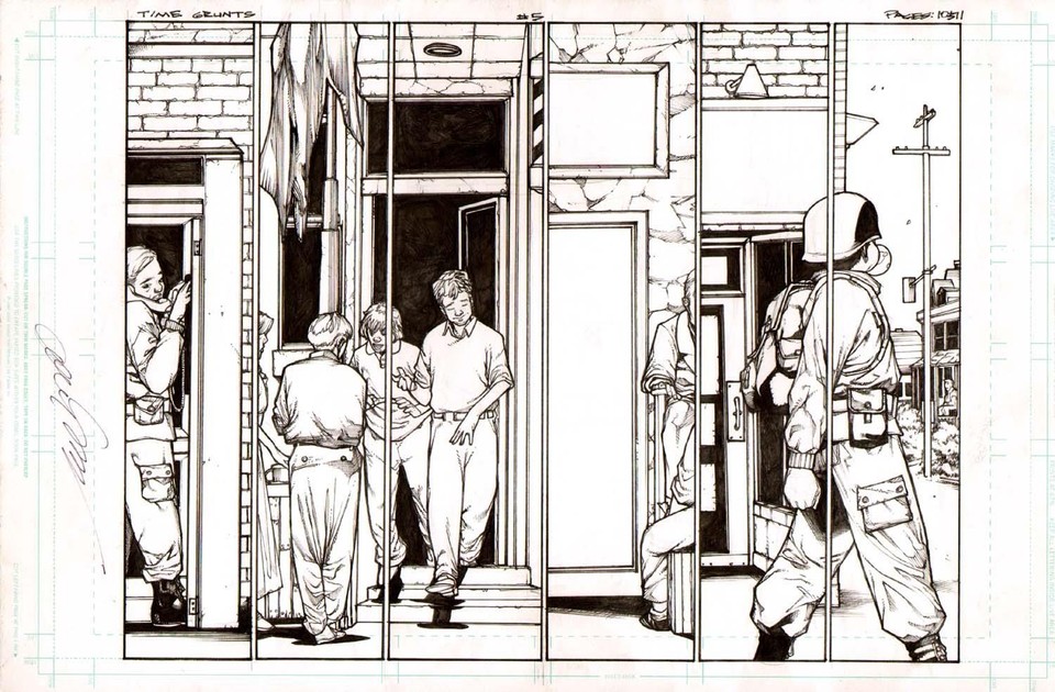 Time Grunts #5 pgs 10 & 11 Original Alex Sanchez Art Signed Double page splash Comic Art