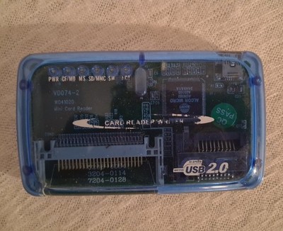 VD074-2 Mini Card Reader USB 2.0 Multi Card Adapter CF MD MS SD MMC Blue Alcor