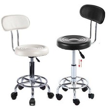 Hydraulic Adjustable Height Salon Stool Massage Spa Rolling Chair Backrest