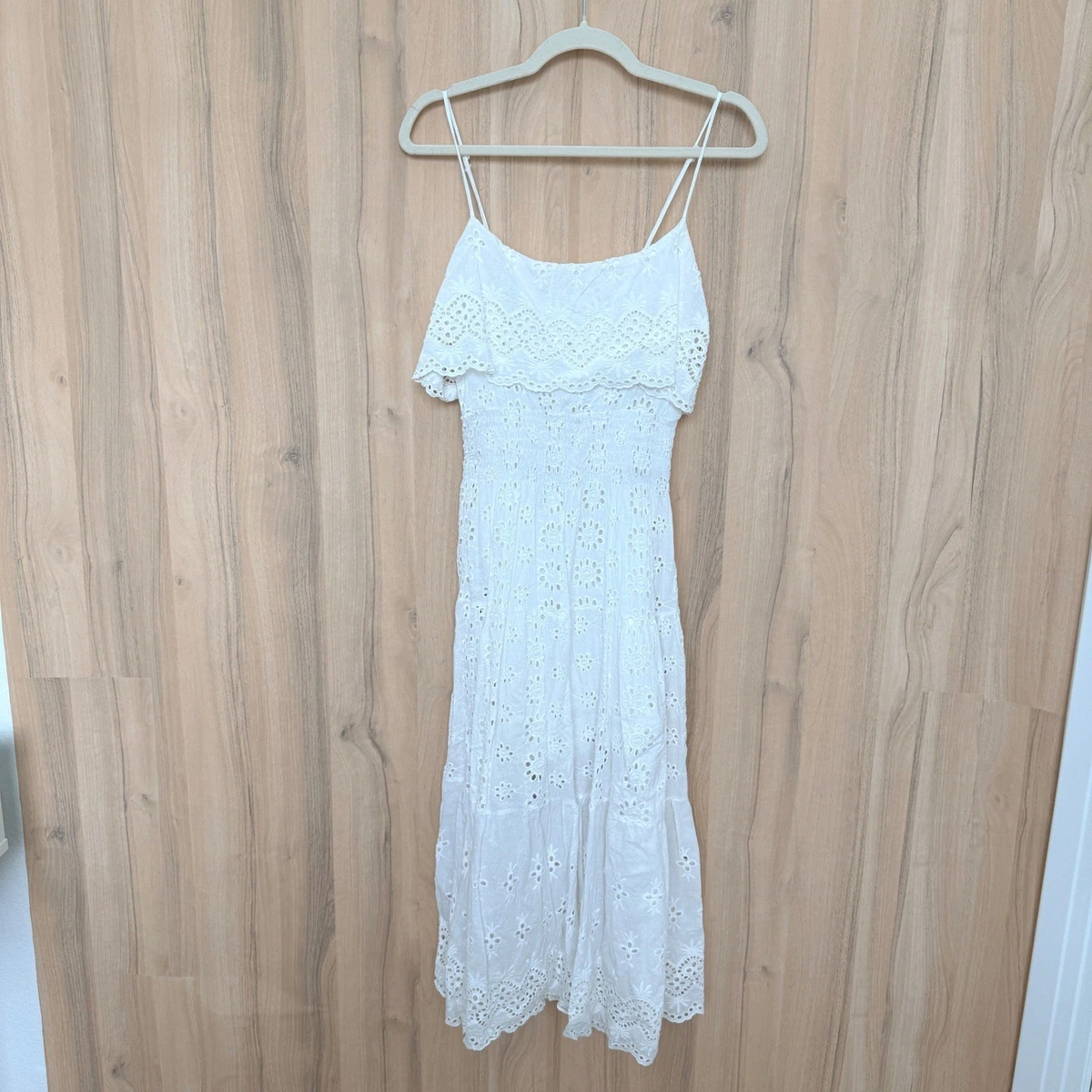 Vestido Sin Tirantes Elan Para Mujer - Blanco, Corte Tubo, Volantes Y Cintura Elástica