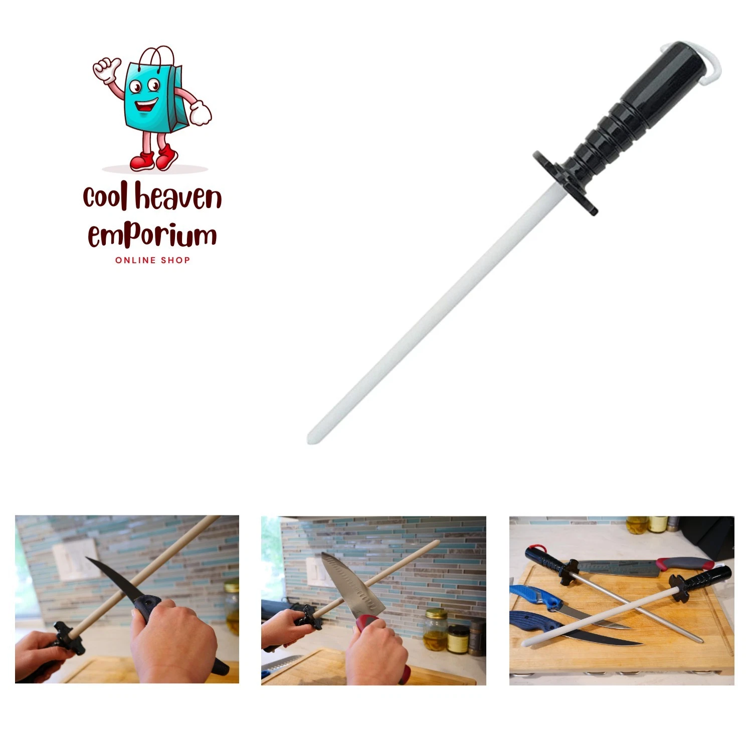 Diamond Machining Technology Ceramic Knife Sharpener and Knife Honing Rod, 12...