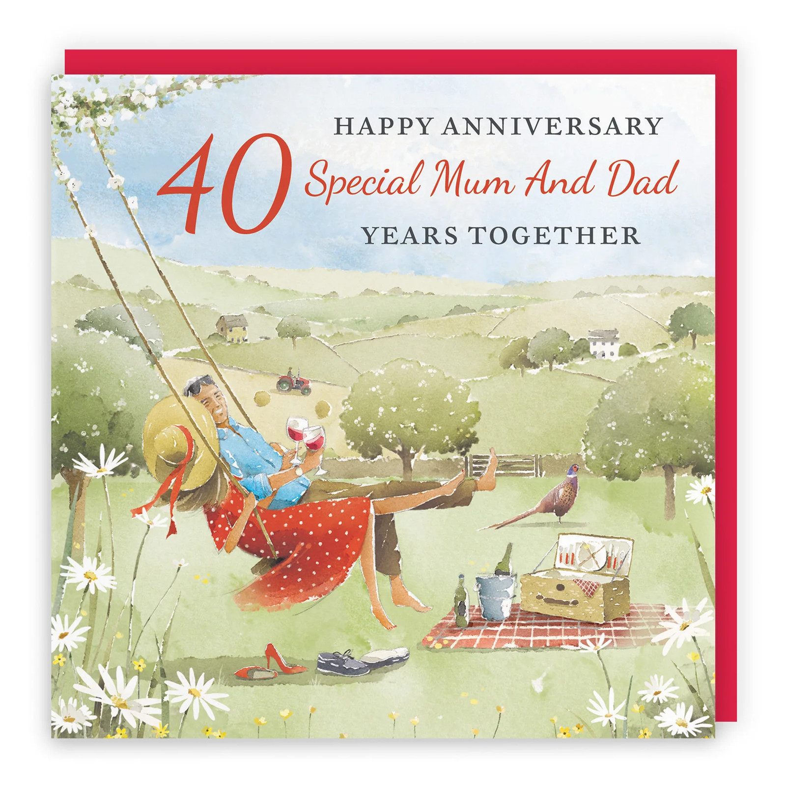 40th Mum And Dad Anniversary Card Meadow Picnic Milo's Gallery