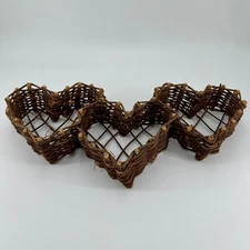 Vintage Three Heart Shaped Twig Basket Home Decor Rustic Country 20"x9x3"