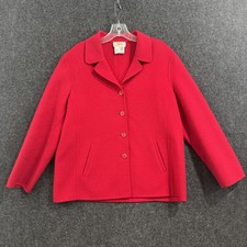 Vintage Talbots Jacket Women's 10P Red 100 Wool Button Front Blazer Petites