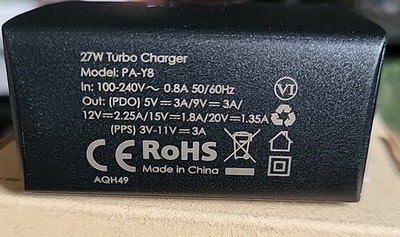 Aukey USB-C Charger Samsung Note 8,27 Watt Turbo Charger PA-Y8 New Free Shipping