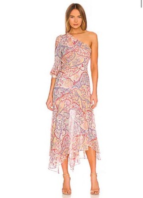 Veronica Beard Kimber One Shoulder Midi Dress 100% Silk Women s Size 6 Paisley