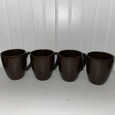 Corelle Coordinates Stoneware Chocolate Brown Set Of 4 Coffee/Tea Mugs NICE!