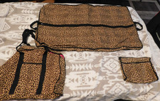 Avon Vtg 3 PCS.Leopard Print  Pink Lined Garment, Cosmatic, Carry on Bag