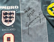 Paul Gazza Gascoigne Signed (front) England Away shirt - Euro 96 / COA /Proof