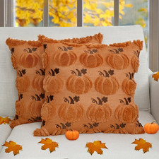 Fall Pumpkin Throw Pillow Covers 18X18 Inches 2PCS Halloween Decor