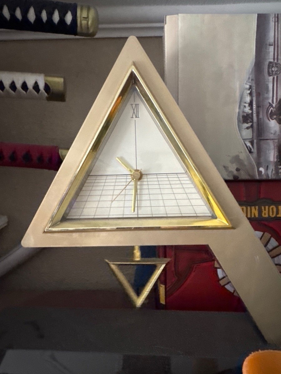 Vintage 1980s Toyo Algar Japanese Float Triangle Clock Made In