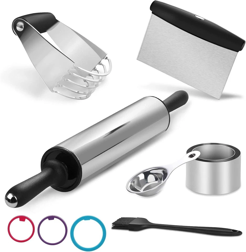Pastry Cutter Rolling Pin Set-6PCS, Professional Stainless Steel Baking Tools - Image 2 of 4