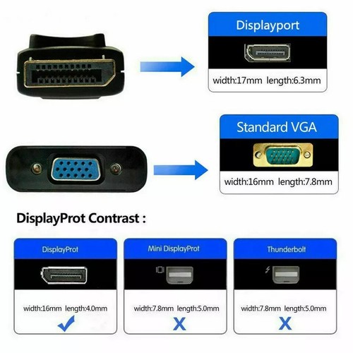 100 x Display Port to VGA Female Video Cable Cord Converter Adapter PC Monitor - Picture 8 of 13