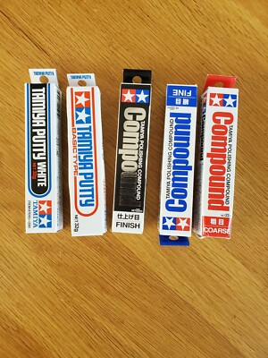 Tamiya putty basic+ putty white + compound ( fine + coarse + finish) 5 set