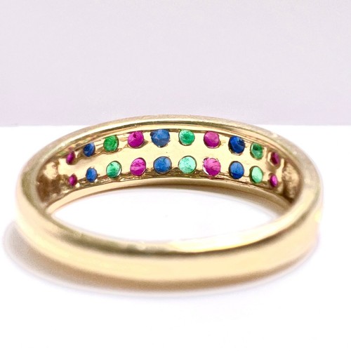 Ring 585 Gold 0.20 ct Diamanten Rubin Smaragd Saphir Gr: 56 änderbar - 3,8 g - Picture 9 of 11