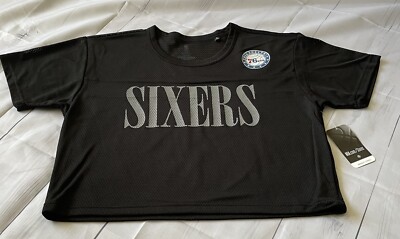NWT Sixers Black Mesh Crop Top Women s M BA083125565 Summer Time Street Wear