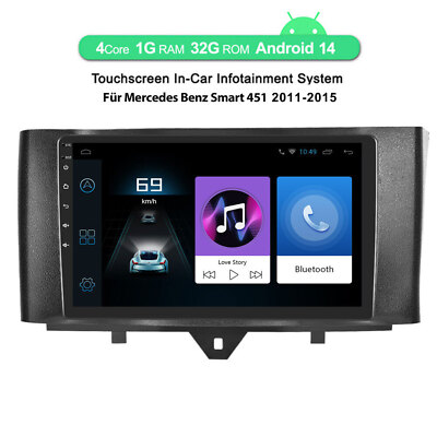 Android 14 Autoradio 32GB Für Smart Fortwo 451 2011-2015 GPS Navi RDS FM SWC RDS