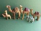 🐪🐪🐪.3 Vintage Wood Camels Caravan And The Rider On Donkey. Christmas