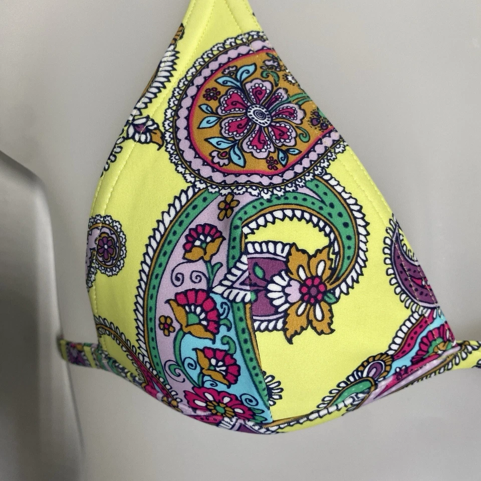 Bikini brasileño Cia Maritima 2 piezas talla L amarillo limón multicolor cachemira Foto 4 de 4