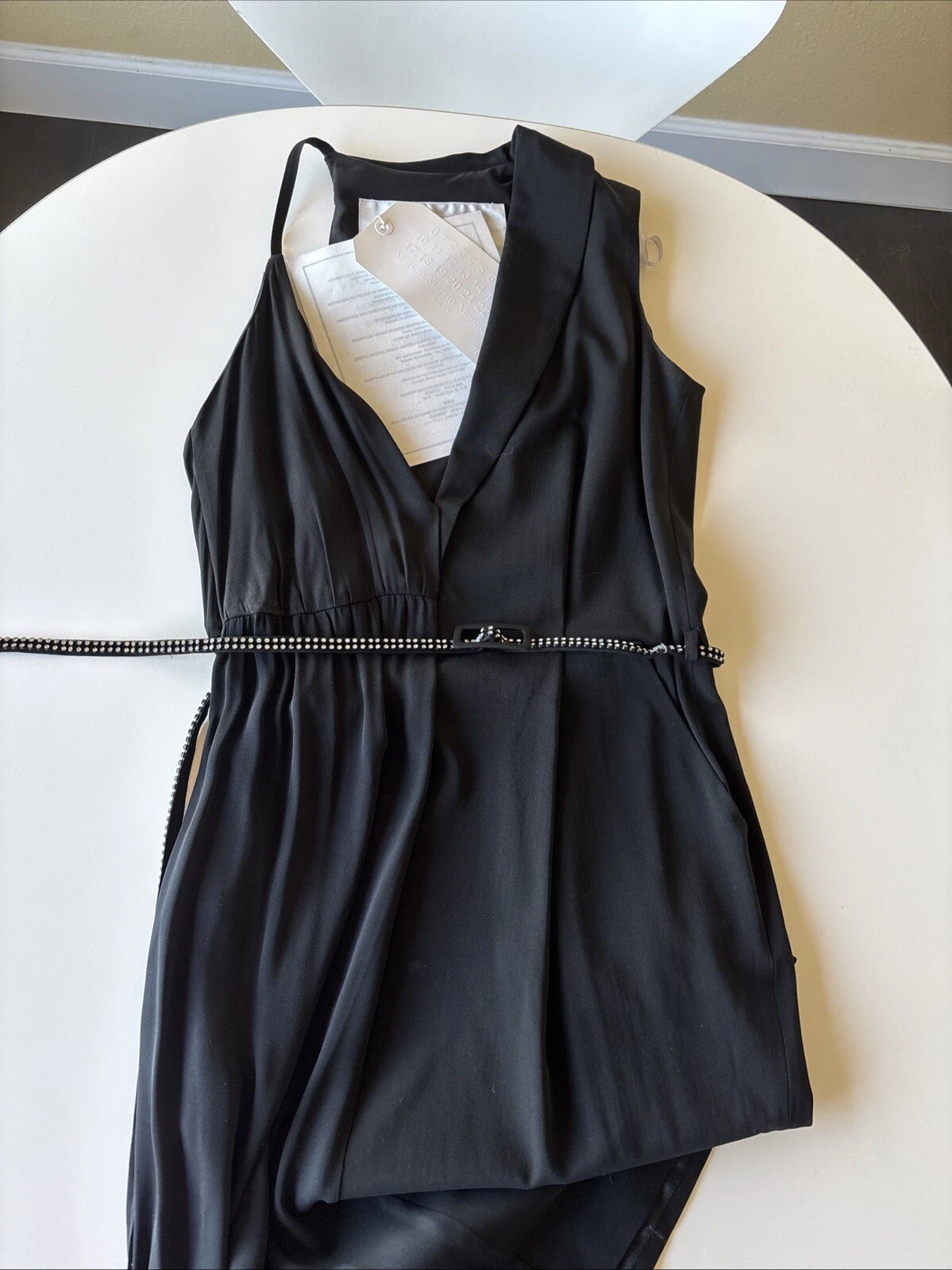 MAISON MARGIELA Nuovo con etichetta! ABITO CINTURA ASIMMETRICA MAISON MARTIN MARGIELA FOR H&M NERO LANA SETA EU38