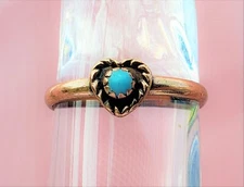 Hand Crafted Copper Ring~ Heart with Turquoise Stone~ Healing Effects Of Copper