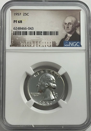 1957 NGC PF68 Silver Proof Washington Quarter 25c Portrait