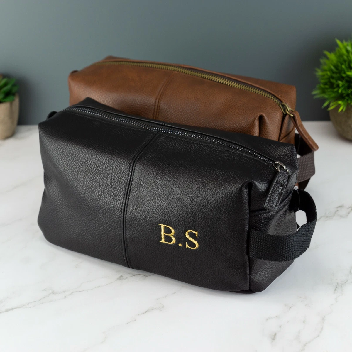 Personalised leather hotsell bag mens