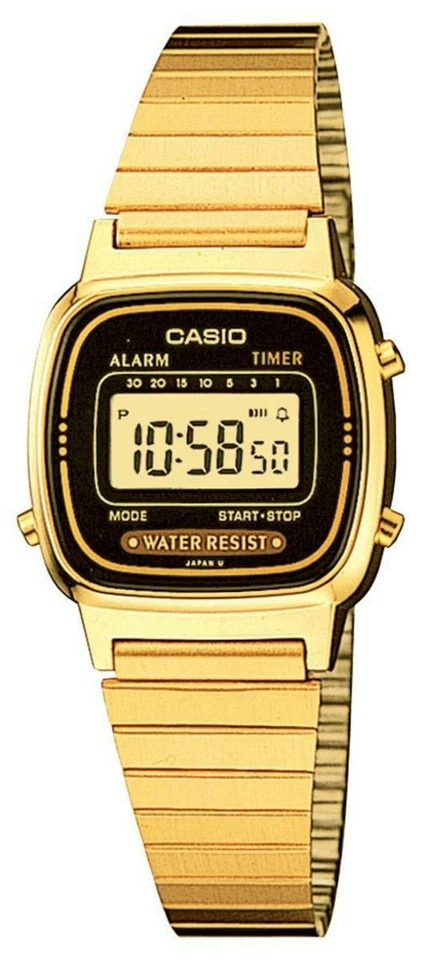 Reloj Casio Mujer Digital Alarma Tono Oro Amarillo Pulsera 24.5mm LA670WGA-1