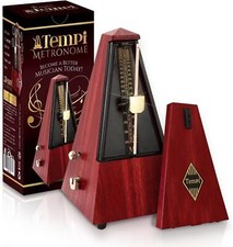 Tempi Mechanical Metronome for Musicians - 2-Year Warranty - Molded Teak Grain V