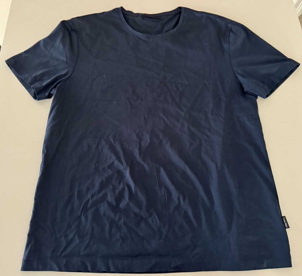 calvin klein men's t-shirt navy blue T-shirt logo quick dry casual 100% cotton L thumbnail 9