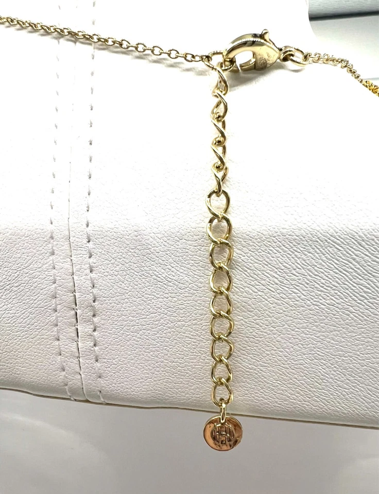 House of Harlow 1960 Pequeño tono dorado starburst con collar colgante verde Foto 4 de 4