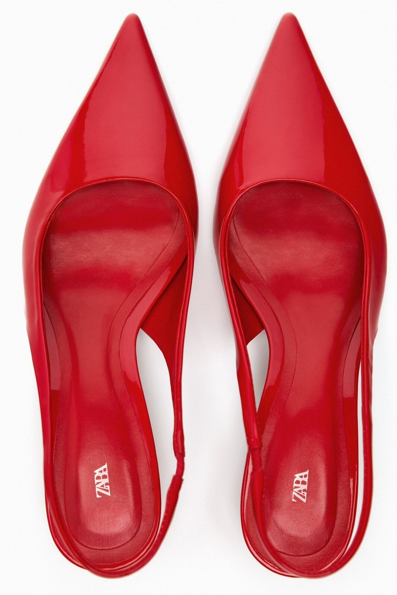 Block Heel Zapatos Rojos Zara ZARA NEW WOMAN RED SLINGBACK KITTEN