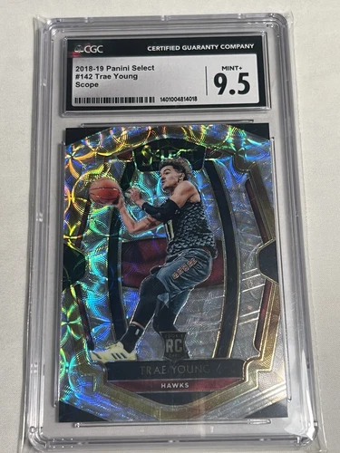 2018-19 Panini Select Trae Young Premier Level Scope Prizm CGC 9.5  #142 RC