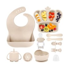 Silicone Baby Feeding Set 10 Pcs Baby Led Weaning Supplies Suction Bowl Divid...