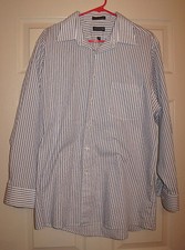 Arrow Striped Men's Dress Shirt 16 1/2 - 32/33 - Large - Long Sleeve white blue