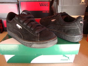 puma suede black and silver