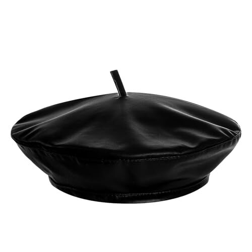 3459 6 Pieces Women Beret Hat Pu Leather Beret French Beret Hat Adjustable WETOO Women Beret Hat PU Leather French Black Beret Artist  main image 4
