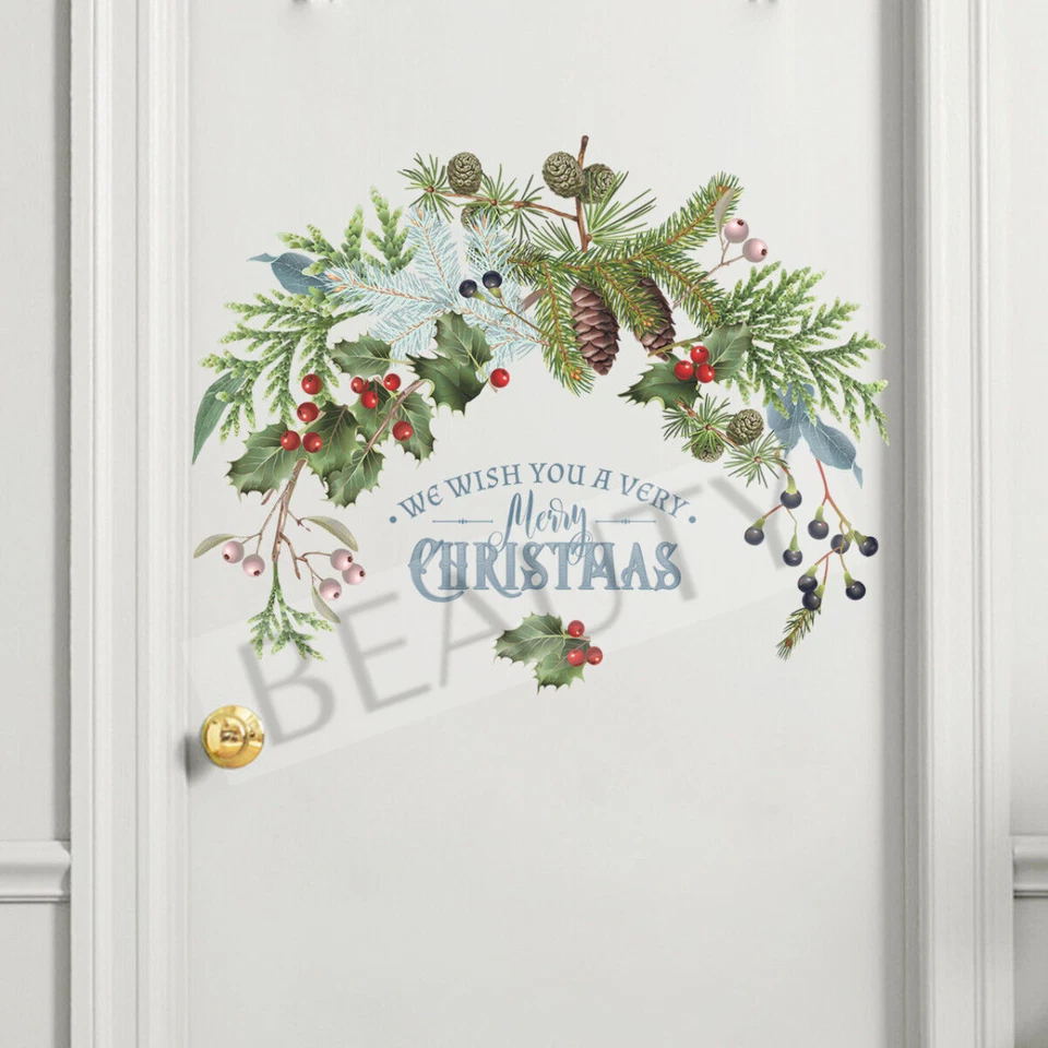 Cute Xmas Garland Tree Christmas Decoration Wall Decal Sticker Window Removable - image 2 of 4