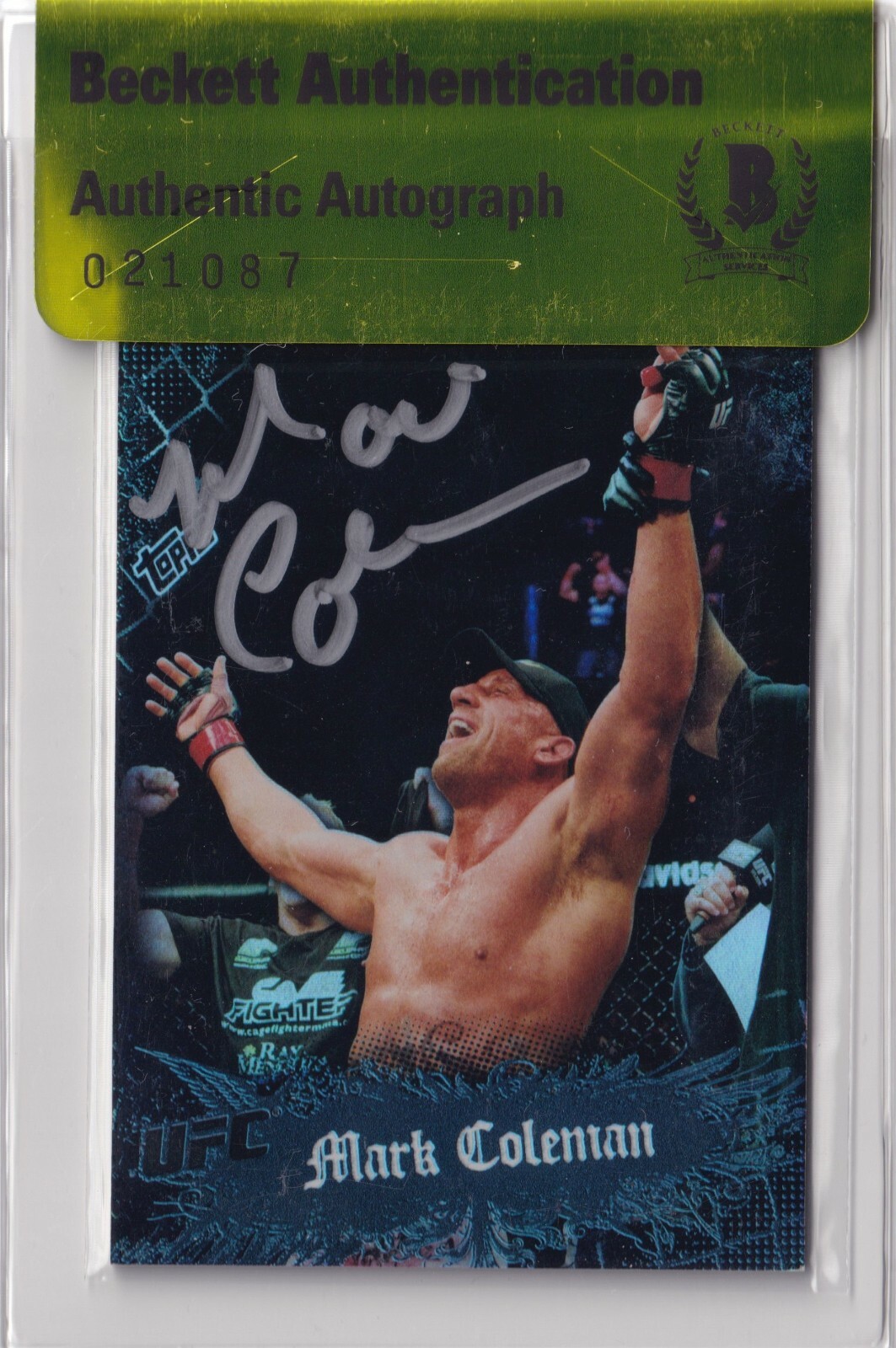 Mark Coleman Signed 2010 Topps UFC Main Event Black Card #17 BAS COA #d/188 Auto