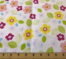 Floral on White 30 X 42 Flannel Fabric 1837