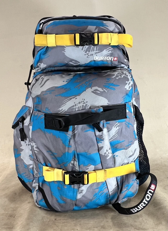 Mochila Burton Azul Camuflada Acolchada Cámara Mochila Snowboard Senderismo Camping Foto 2 de 4