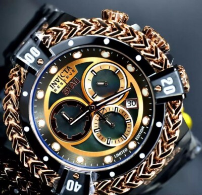 Invicta Reserve Shaq Hercules Black MOP Steel Rose Gold Swiss