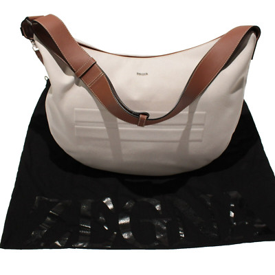 Ermenegildo Zegna NWT Canvas Panorama Oversized Hobo Shoulder Bag in Beige