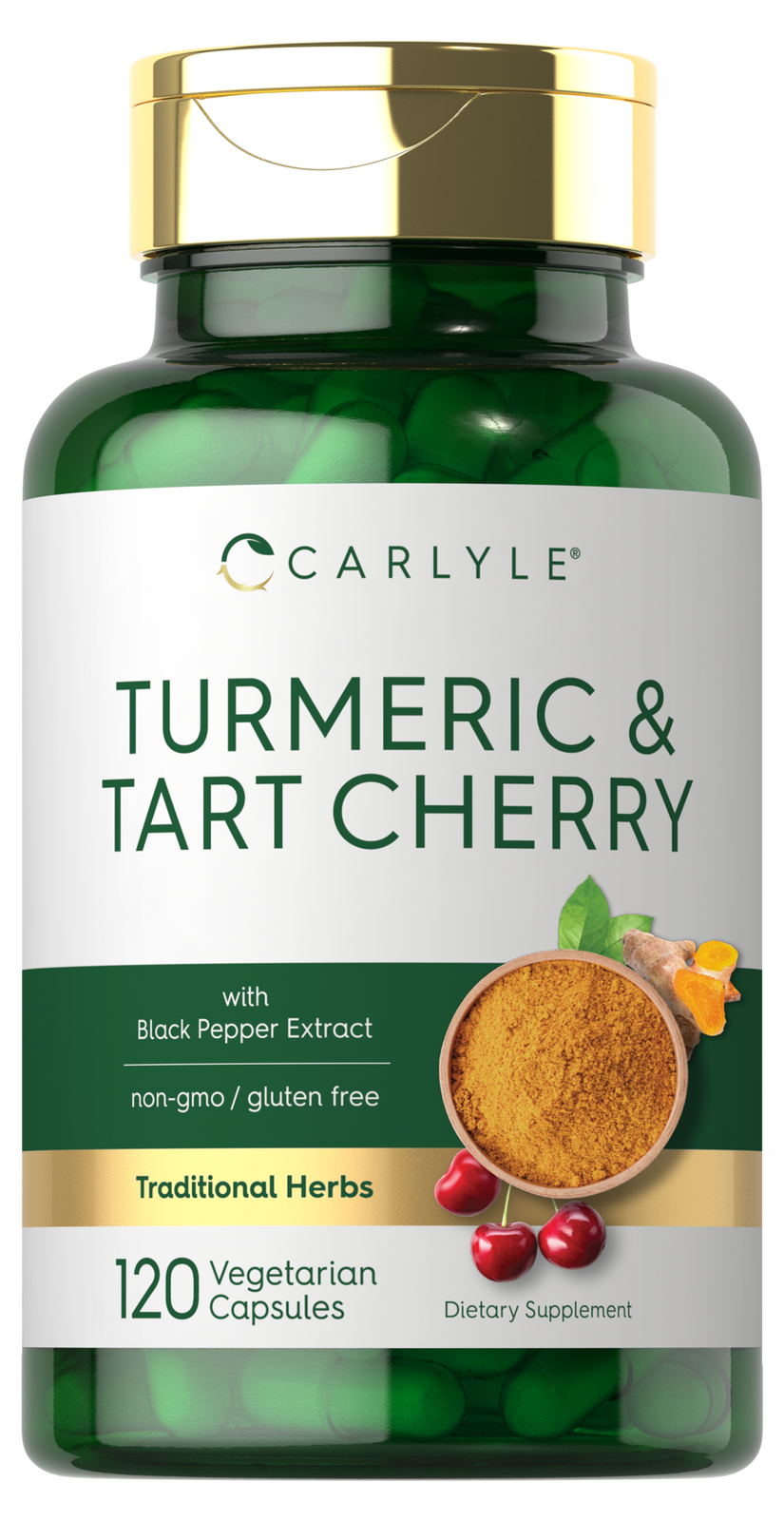 Turmeric and Tart Cherry Capsules | 120 Count | with Bioperine | by Carlyle
