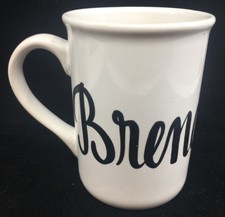 Coffee Mug White Brendan Black China Name Monogram Letters Cup Boys Girls Script